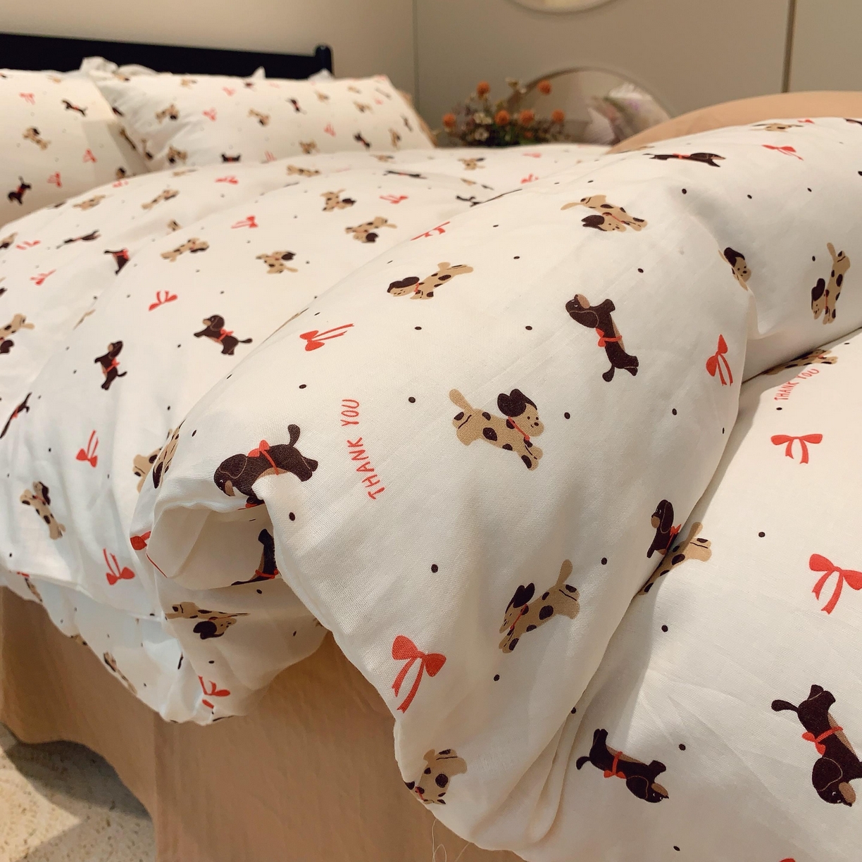 91家纺网 家纺一手货源 找家纺 莱豫家纺 2025新款亲肤舒适双层纱四件套 汪汪队