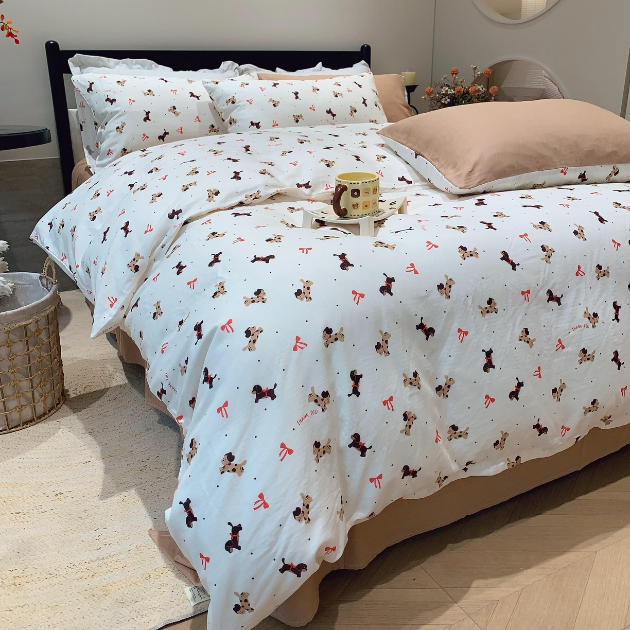 91家纺网 家纺一手货源 找家纺 莱豫家纺 2025新款亲肤舒适双层纱四件套 汪汪队