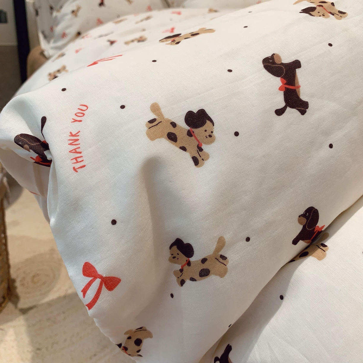 91家纺网 家纺一手货源 找家纺 莱豫家纺 2025新款亲肤舒适双层纱四件套 汪汪队