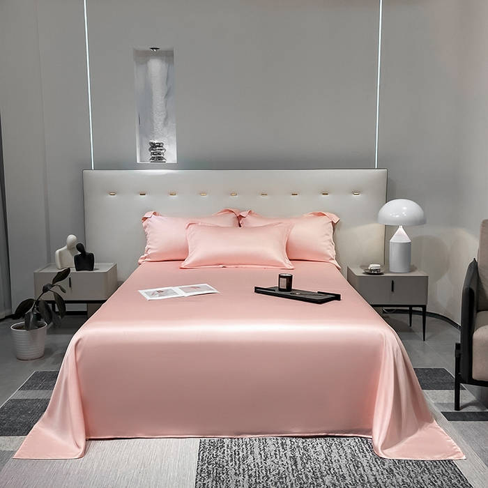 91家纺网 家纺一手货源 找家纺 丝芙妮家居（原乐视家纺） 2025春夏新款纯色天丝单床单 床单单件 欢乐粉