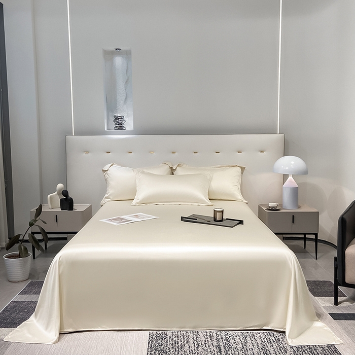 91家纺网 家纺一手货源 找家纺 丝芙妮家居（原乐视家纺） 2025春夏新款纯色天丝单床单 床单单件 奶昔