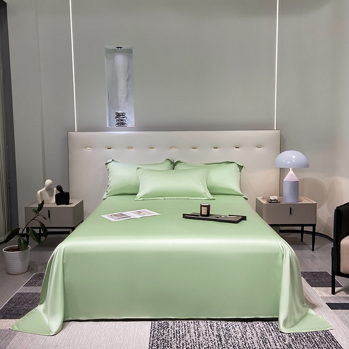 91家纺网 家纺一手货源 找家纺 丝芙妮家居（原乐视家纺） 2025春夏新款纯色天丝单床单 床单单件 嫩绿