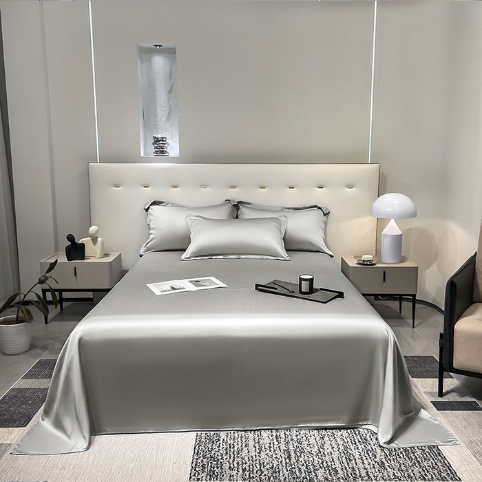 91家纺网 家纺一手货源 找家纺 丝芙妮家居（原乐视家纺） 2025春夏新款纯色天丝单床单 床单单件 银灰