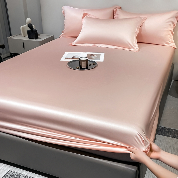 丝芙妮家居（原乐视家纺） 2025春夏新款纯色天丝单床笠 床笠单件 欢乐粉