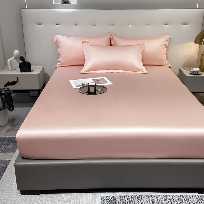 91家纺网 家纺一手货源 找家纺 丝芙妮家居（原乐视家纺） 2025春夏新款纯色天丝单床笠 床笠单件 欢乐粉