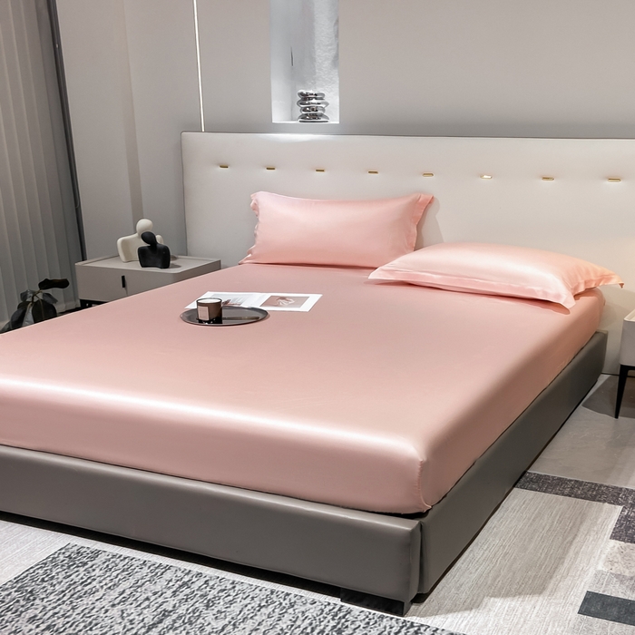 91家纺网 家纺一手货源 找家纺 丝芙妮家居（原乐视家纺） 2025春夏新款纯色天丝单床笠 床笠单件 欢乐粉