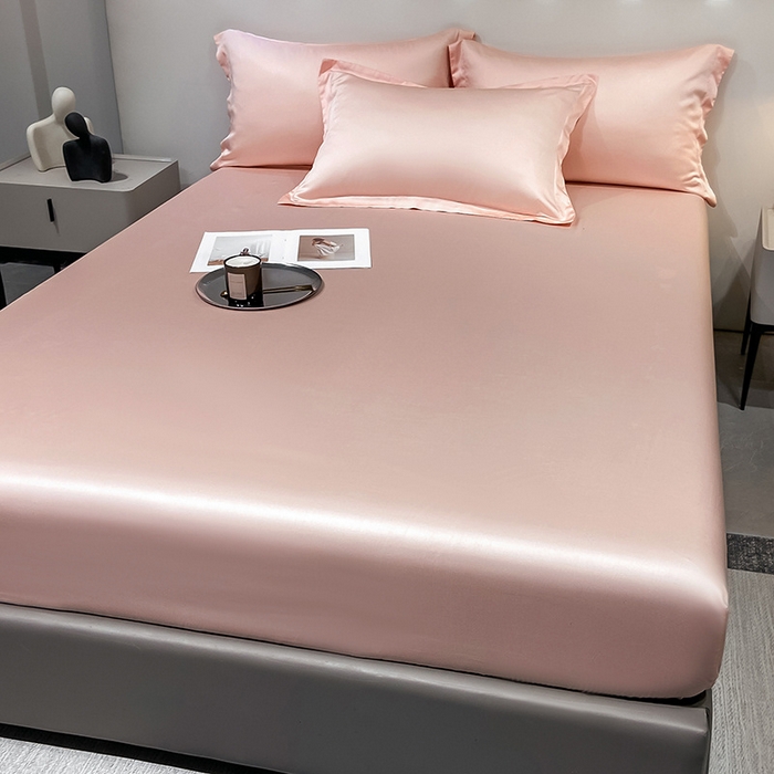 91家纺网 家纺一手货源 找家纺 丝芙妮家居（原乐视家纺） 2025春夏新款纯色天丝单床笠 床笠单件 欢乐粉