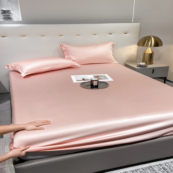 91家纺网 家纺一手货源 找家纺 丝芙妮家居（原乐视家纺） 2025春夏新款纯色天丝单床笠 床笠单件 欢乐粉