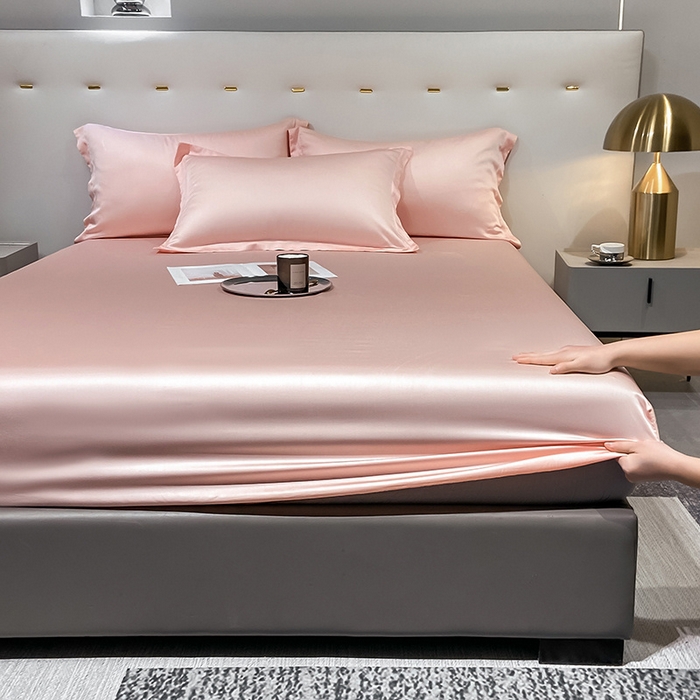 91家纺网 家纺一手货源 找家纺 丝芙妮家居（原乐视家纺） 2025春夏新款纯色天丝单床笠 床笠单件 欢乐粉