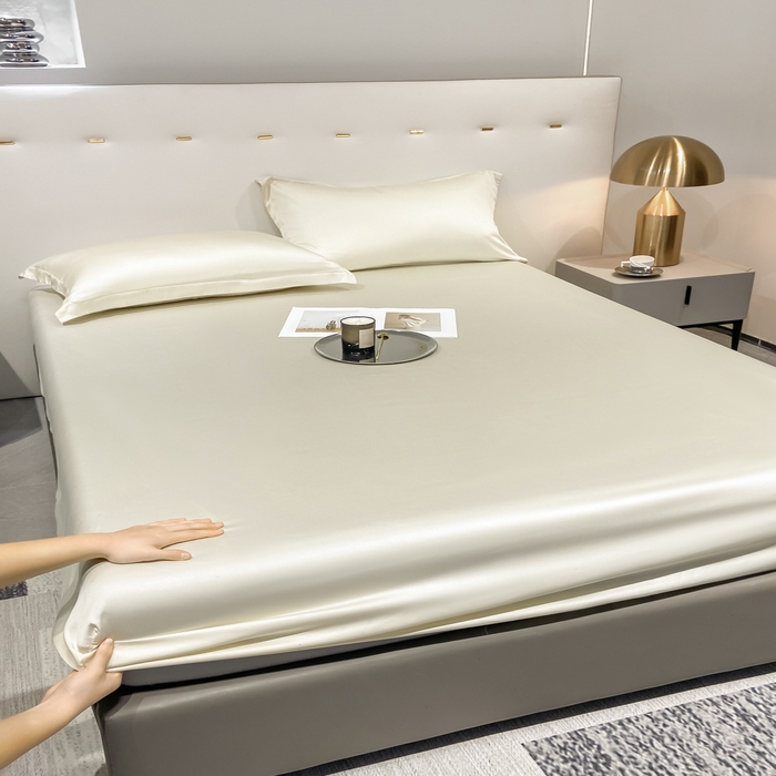 91家纺网 家纺一手货源 找家纺 丝芙妮家居（原乐视家纺） 2025春夏新款纯色天丝单床笠 床笠单件 奶昔