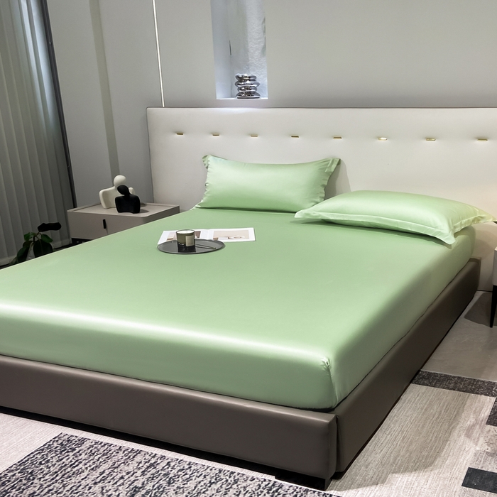 91家纺网 家纺一手货源 找家纺 丝芙妮家居（原乐视家纺） 2025春夏新款纯色天丝单床笠 床笠单件 嫩绿