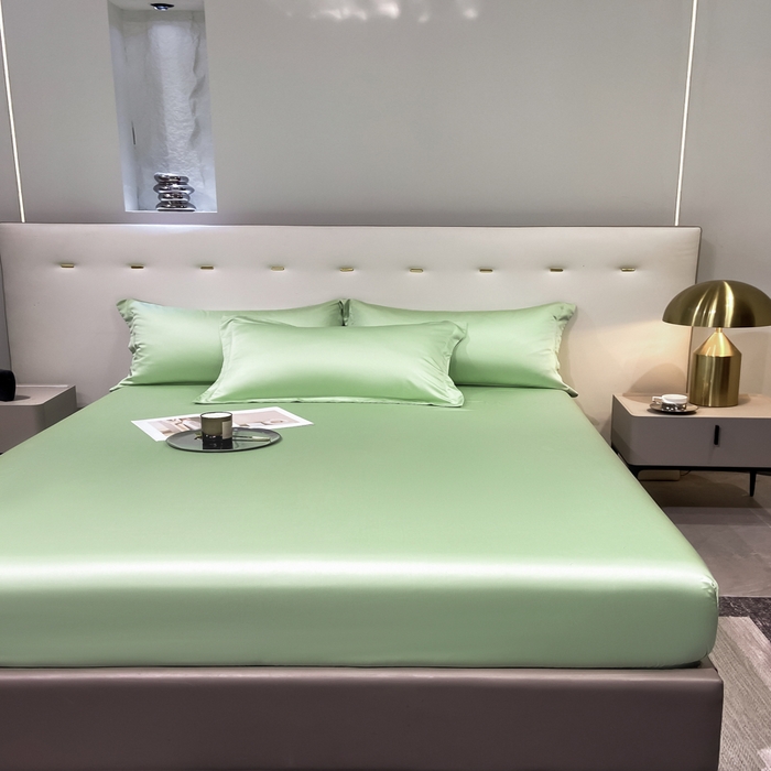 91家纺网 家纺一手货源 找家纺 丝芙妮家居（原乐视家纺） 2025春夏新款纯色天丝单床笠 床笠单件 嫩绿