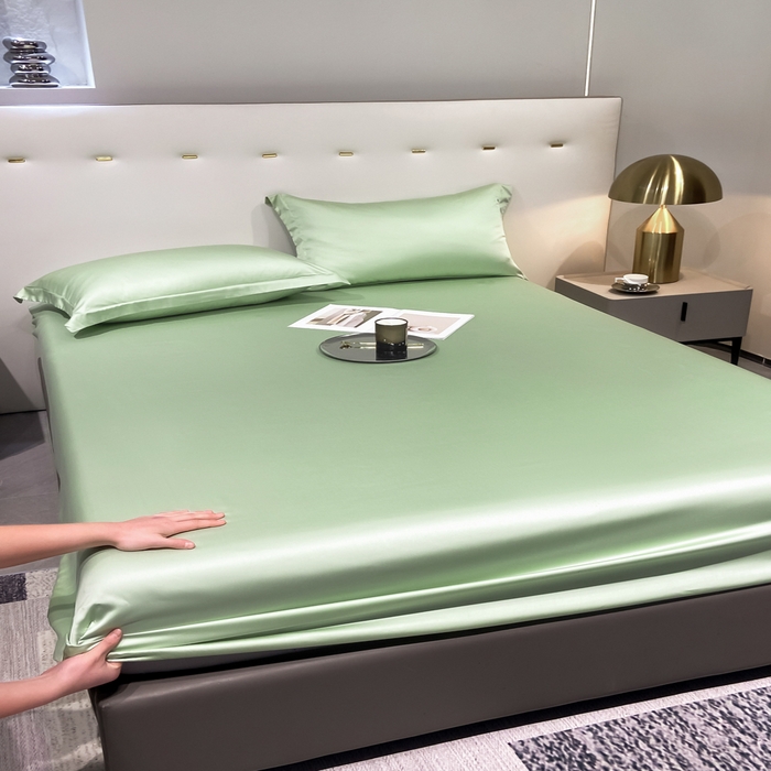 91家纺网 家纺一手货源 找家纺 丝芙妮家居（原乐视家纺） 2025春夏新款纯色天丝单床笠 床笠单件 嫩绿