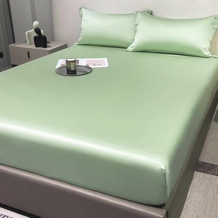 91家纺网 家纺一手货源 找家纺 丝芙妮家居（原乐视家纺） 2025春夏新款纯色天丝单床笠 床笠单件 嫩绿
