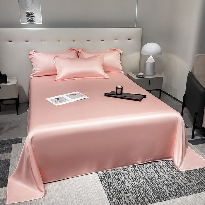 91家纺网 家纺一手货源 找家纺 丝芙妮家居（原乐视家纺） 2025春夏新款纯色天丝单床单 床单单件 欢乐粉