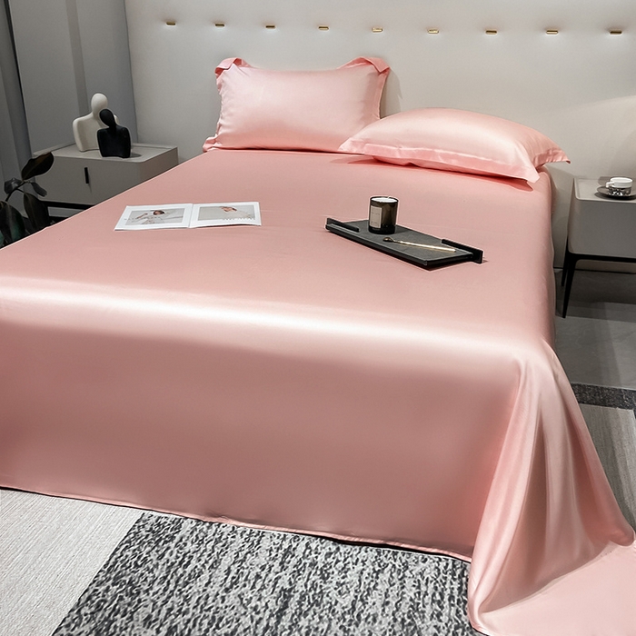 91家纺网 家纺一手货源 找家纺 丝芙妮家居（原乐视家纺） 2025春夏新款纯色天丝单床单 床单单件 欢乐粉