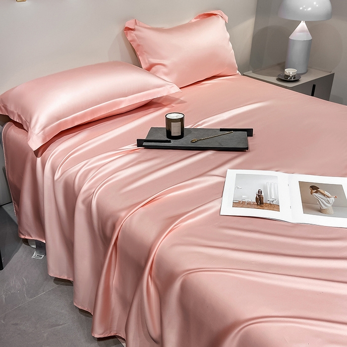 91家纺网 家纺一手货源 找家纺 丝芙妮家居（原乐视家纺） 2025春夏新款纯色天丝单床单 床单单件 欢乐粉