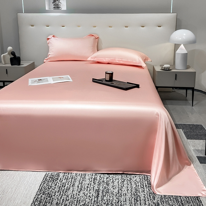 91家纺网 家纺一手货源 找家纺 丝芙妮家居（原乐视家纺） 2025春夏新款纯色天丝单床单 床单单件 欢乐粉