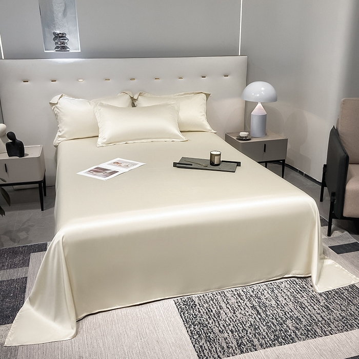 91家纺网 家纺一手货源 找家纺 丝芙妮家居（原乐视家纺） 2025春夏新款纯色天丝单床单 床单单件 奶昔