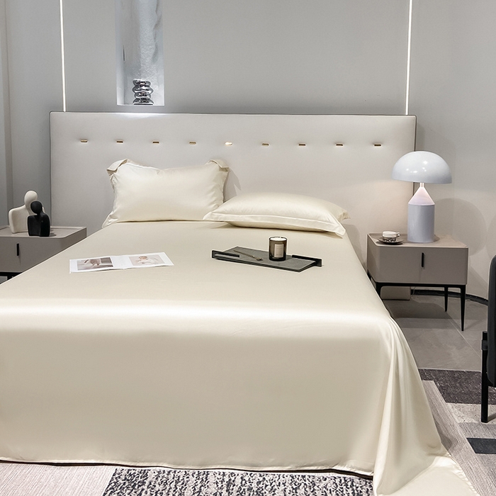 91家纺网 家纺一手货源 找家纺 丝芙妮家居（原乐视家纺） 2025春夏新款纯色天丝单床单 床单单件 奶昔