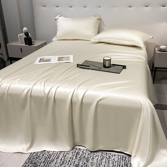 91家纺网 家纺一手货源 找家纺 丝芙妮家居（原乐视家纺） 2025春夏新款纯色天丝单床单 床单单件 奶昔