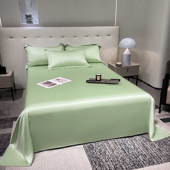 91家纺网 家纺一手货源 找家纺 丝芙妮家居（原乐视家纺） 2025春夏新款纯色天丝单床单 床单单件 嫩绿
