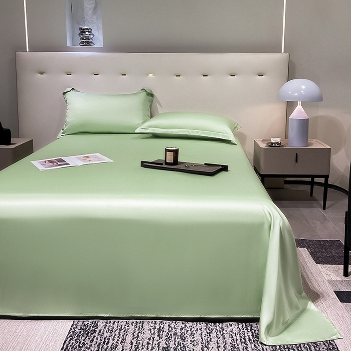 91家纺网 家纺一手货源 找家纺 丝芙妮家居（原乐视家纺） 2025春夏新款纯色天丝单床单 床单单件 嫩绿