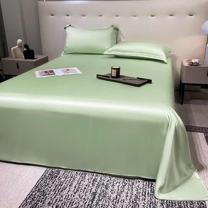 91家纺网 家纺一手货源 找家纺 丝芙妮家居（原乐视家纺） 2025春夏新款纯色天丝单床单 床单单件 嫩绿