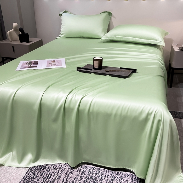 91家纺网 家纺一手货源 找家纺 丝芙妮家居（原乐视家纺） 2025春夏新款纯色天丝单床单 床单单件 嫩绿
