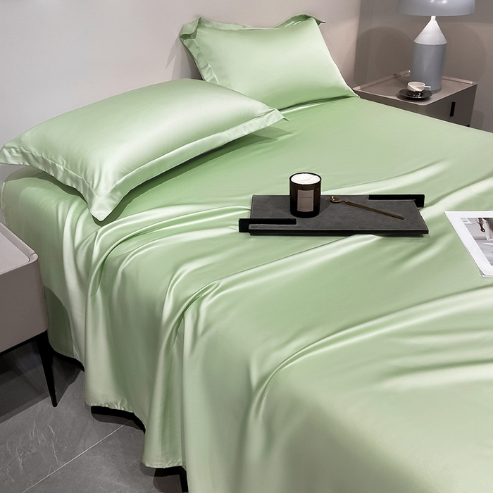 91家纺网 家纺一手货源 找家纺 丝芙妮家居（原乐视家纺） 2025春夏新款纯色天丝单床单 床单单件 嫩绿