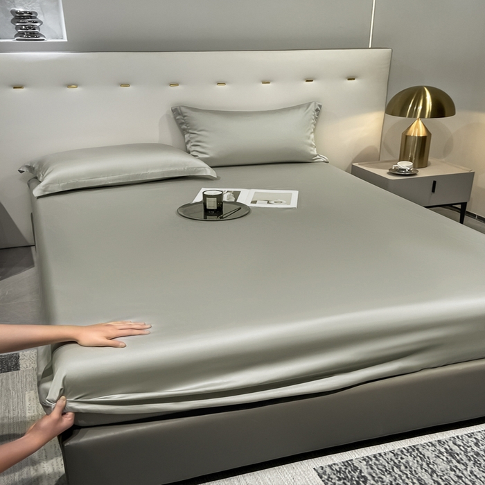 91家纺网 家纺一手货源 找家纺 丝芙妮家居（原乐视家纺） 2025春夏新款纯色天丝单床笠 床笠单件 石灰