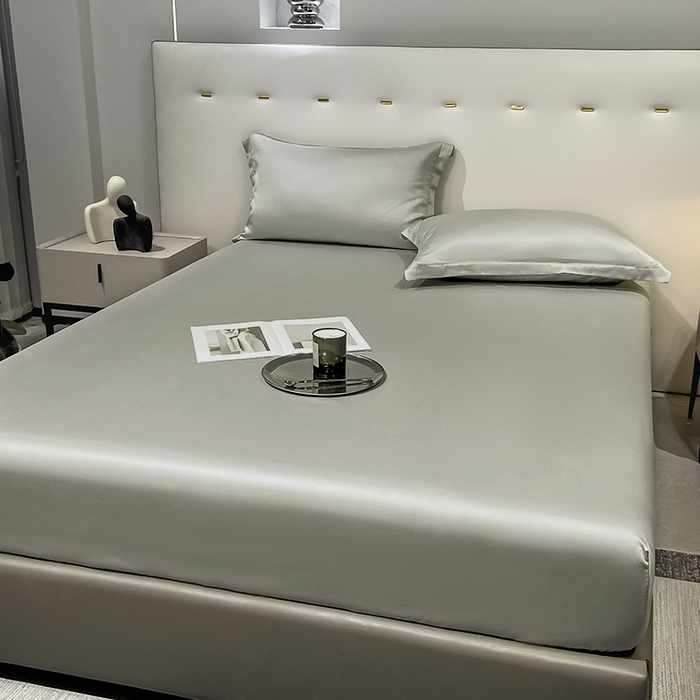 91家纺网 家纺一手货源 找家纺 丝芙妮家居（原乐视家纺） 2025春夏新款纯色天丝单床笠 床笠单件 石灰