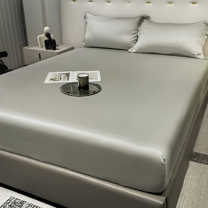 91家纺网 家纺一手货源 找家纺 丝芙妮家居（原乐视家纺） 2025春夏新款纯色天丝单床笠 床笠单件 石灰