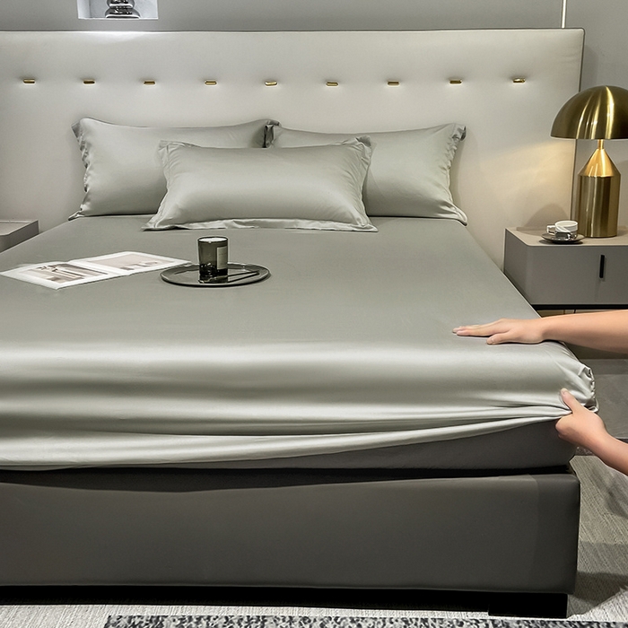 91家纺网 家纺一手货源 找家纺 丝芙妮家居（原乐视家纺） 2025春夏新款纯色天丝单床笠 床笠单件 石灰