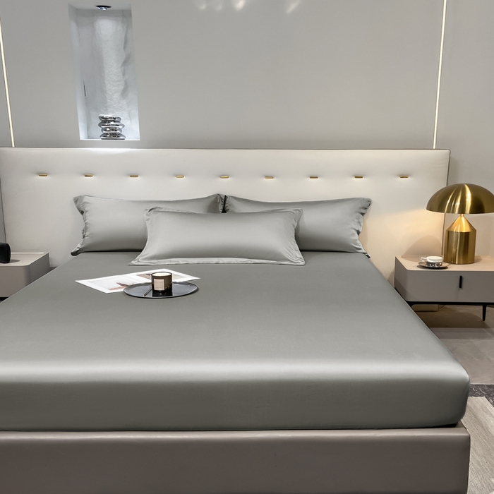 91家纺网 家纺一手货源 找家纺 丝芙妮家居（原乐视家纺） 2025春夏新款纯色天丝单床笠 床笠单件 银灰