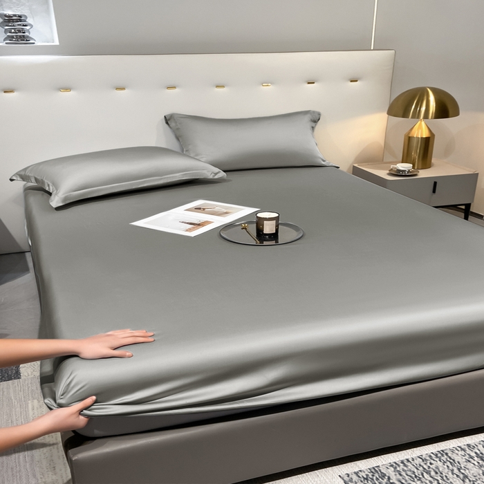 91家纺网 家纺一手货源 找家纺 丝芙妮家居（原乐视家纺） 2025春夏新款纯色天丝单床笠 床笠单件 银灰