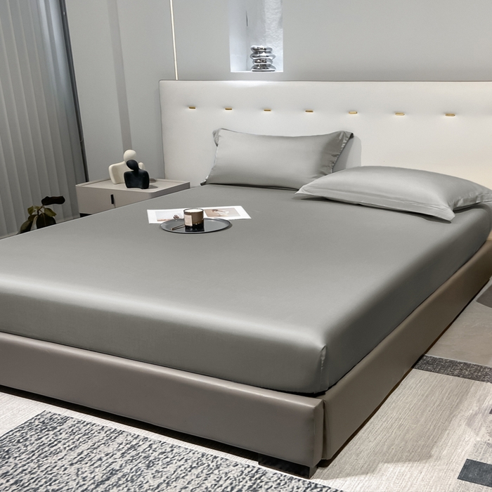 91家纺网 家纺一手货源 找家纺 丝芙妮家居（原乐视家纺） 2025春夏新款纯色天丝单床笠 床笠单件 银灰