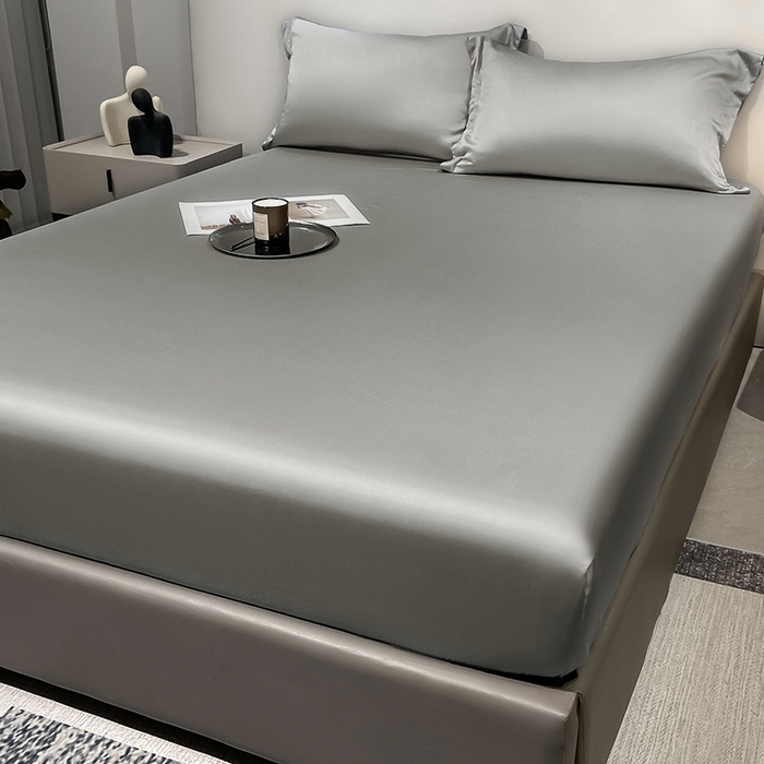 91家纺网 家纺一手货源 找家纺 丝芙妮家居（原乐视家纺） 2025春夏新款纯色天丝单床笠 床笠单件 银灰