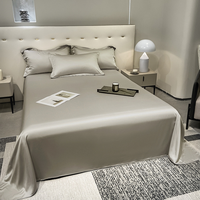 91家纺网 家纺一手货源 找家纺 丝芙妮家居（原乐视家纺） 2025春夏新款纯色天丝单床单 床单单件 石灰