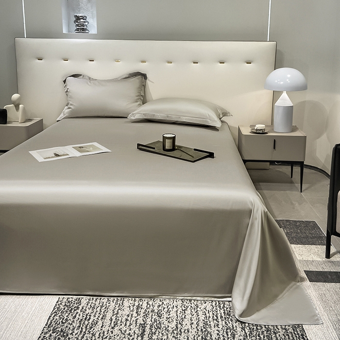 91家纺网 家纺一手货源 找家纺 丝芙妮家居（原乐视家纺） 2025春夏新款纯色天丝单床单 床单单件 石灰