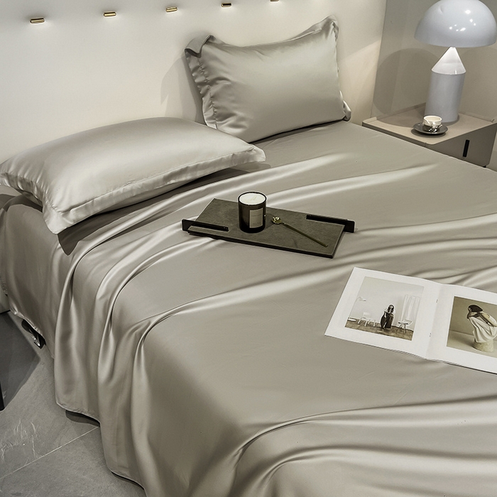 91家纺网 家纺一手货源 找家纺 丝芙妮家居（原乐视家纺） 2025春夏新款纯色天丝单床单 床单单件 石灰