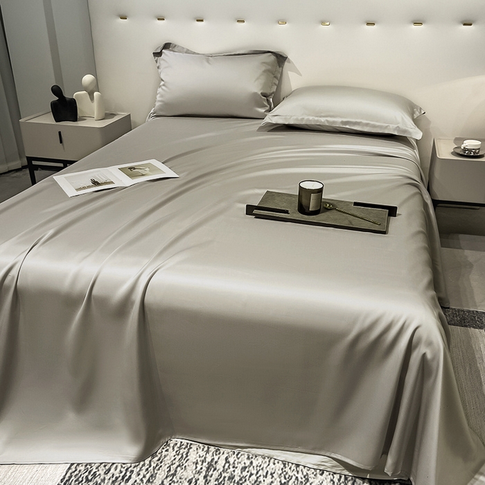 91家纺网 家纺一手货源 找家纺 丝芙妮家居（原乐视家纺） 2025春夏新款纯色天丝单床单 床单单件 石灰