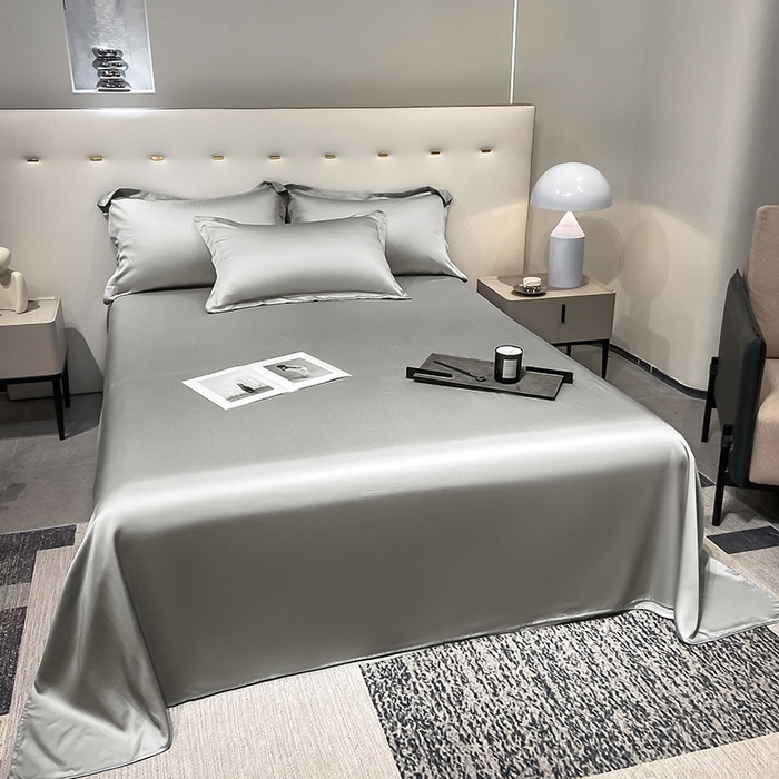 91家纺网 家纺一手货源 找家纺 丝芙妮家居（原乐视家纺） 2025春夏新款纯色天丝单床单 床单单件 银灰