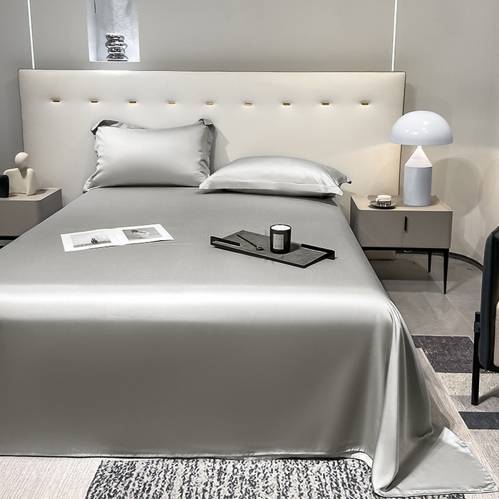 91家纺网 家纺一手货源 找家纺 丝芙妮家居（原乐视家纺） 2025春夏新款纯色天丝单床单 床单单件 银灰
