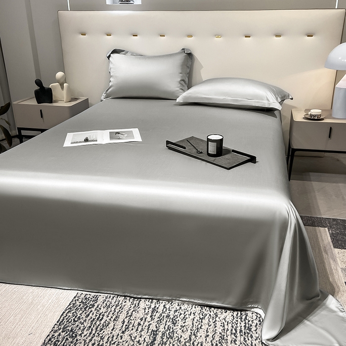 91家纺网 家纺一手货源 找家纺 丝芙妮家居（原乐视家纺） 2025春夏新款纯色天丝单床单 床单单件 银灰