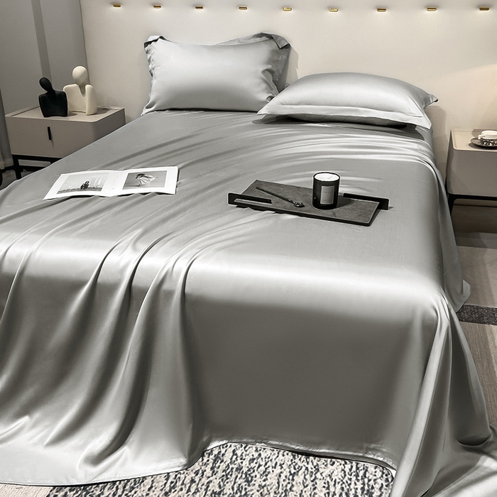 91家纺网 家纺一手货源 找家纺 丝芙妮家居（原乐视家纺） 2025春夏新款纯色天丝单床单 床单单件 银灰
