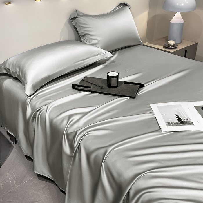 91家纺网 家纺一手货源 找家纺 丝芙妮家居（原乐视家纺） 2025春夏新款纯色天丝单床单 床单单件 银灰