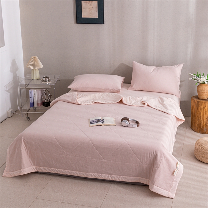 91家纺网 家纺一手货源 找家纺 天瑜家纺 2025新款色织全棉水洗棉棉花夏被 粉细条