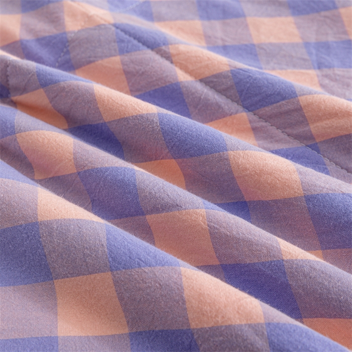 91家纺网 家纺一手货源 找家纺 天瑜家纺 2025新款色织全棉水洗棉棉花夏被 粉紫中格