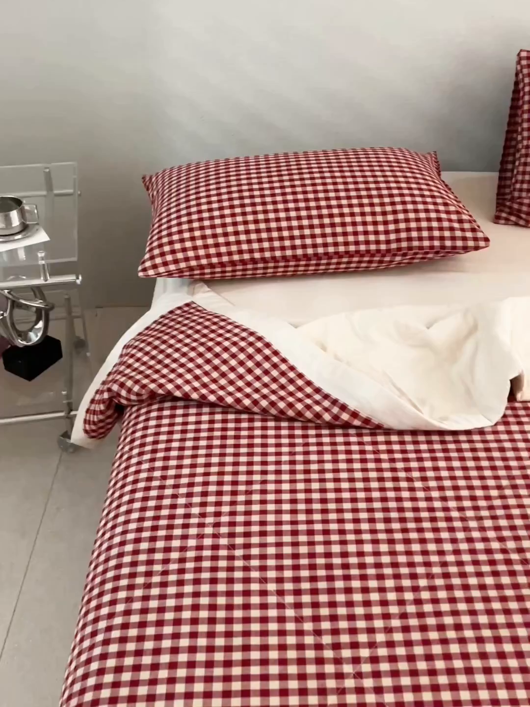 91家纺网 家纺一手货源 找家纺 天瑜家纺 2025新款色织全棉水洗棉棉花夏被 红咖小格